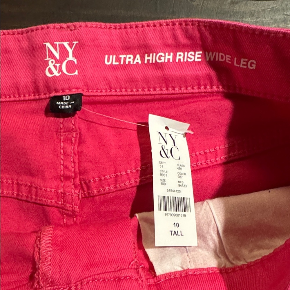 New York & Company Ultra High Rise Wide Leg Jeans in Pink (TALL) - Picture 3 of 8